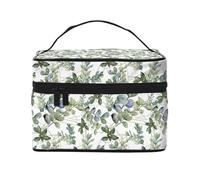Trousse à maquillage de voyage avec feuilles d'eucalyptus vertes, trousse à maquillage de voyage, boîte à outils cosmétiques, organisateur de cosmétiques, Noir , Taille unique