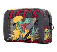 Trousse à maquillage dinosaure à bascule pour femme, trousse de toilette de voyage, grande pochette de maquillage pratique avec fermeture éclair, multicolore, 18.5x7.5x13cm/7.3x3x5.1in, Trousse de