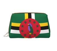 Trousse à maquillage en cuir avec fermeture éclair Motif drapeau du Commonwealth de la Dominique, blanc, Taille unique