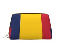Trousse à maquillage en cuir avec fermeture éclair - Motif drapeau du Tchad - Portable et étanche - Pour la maison, les voyages - Pour organiser des articles de toilette divers, blanc, Taille unique