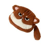 Trousse à maquillage en forme de chat - Joli petit portefeuille en peluche avec fermeture éclair - Trousse de maquillage - Cadeau pour chats, Marron foncé/blanc., Beauté de masse