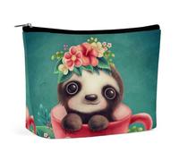 Trousse à Maquillage en Forme de Paresseux Mignon dans Une Tasse, Trousse de Voyage en Cuir, Trousse à stylos, conteneur à Crayons