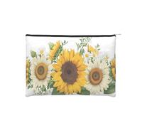 Trousse à maquillage en papier réutilisable avec imprimé tournesols - Imperméable et légère - Pour voyage, école et usage quotidien - Pour femmes, étudiants, écologistes, Noir , Taille unique