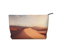 Trousse à maquillage en velours côtelé avec motif déserts, sac de rangement tendance et imperméable pour articles de toilette, Noir , Taille unique
