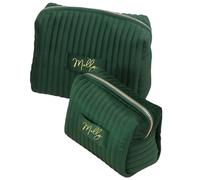 Trousse À Maquillage en Velours Personnalisée, Trousses De Toilette pour Mariée/Demoiselles d'honneur, Pochette Cosmétique Personnalisée avec Nom, Cadeau d'anniversaire pour Elle(Green)