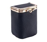 Trousse À Maquillage et Rouge À Lèvres À Fermoir Multifonctionnelle, Organiseur Cuir avec Miroir, Mini Porte-Monnaie Boule Cosmétiques Souple, Étui À Bijoux Portable Voyages(Noir)