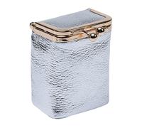 Trousse À Maquillage et Rouge À Lèvres À Fermoir Multifonctionnelle, Organiseur Cuir avec Miroir, Mini Porte-Monnaie Boule Cosmétiques Souple, Étui À Bijoux Portable Voyages(Silver (New))