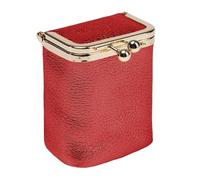 Trousse À Maquillage et Rouge À Lèvres À Fermoir Multifonctionnelle, Organiseur Cuir avec Miroir, Mini Porte-Monnaie Boule Cosmétiques Souple, Étui À Bijoux Portable Voyages(Red (New))