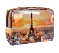 Trousse à maquillage Paris City Tour Eiffel pour femme, trousse de toilette de voyage, grande trousse de maquillage en PVC, pratique avec fermeture éclair, multicolore, 18.5x7.5x13cm/7.3x3x5.1in