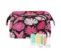 Trousse à maquillage pour femme Calathea Variegata Monstera Leaf Rose Portable pour sac à main pour accessoires de voyage
