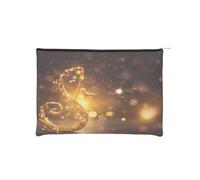 Trousse à maquillage réutilisable en papier avec note de musique dorée avec étoile brillante tombée, imperméable et légère pour voyage, école et usage quotidien, motif imprimé complet, pour femmes