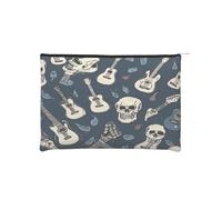 Trousse à maquillage réutilisable en papier imperméable et légère pour voyage, école et usage quotidien Motif imprimé tête de mort mexicaine pour femmes, étudiants, écologistes, Noir , Taille unique