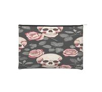 Trousse à maquillage réutilisable en papier imperméable et légère pour voyage, école et usage quotidien Motif imprimé floral pour femmes, étudiants, écologistes, Noir , Taille unique