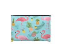 Trousse à maquillage réutilisable en papier imperméable et légère pour voyage, école et usage quotidien Motif imprimé flamant rose Pour femmes, étudiants, écologistes, Noir , Taille unique