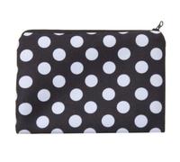 Trousse à Maquillage Ronde à Pois Noirs, Polyester, Compacte | Pochette Cosmétique Multifonction, Rangement Léger pour Voyage et Camping, pour Étudiants, Noir