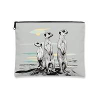 Trousse à maquillage suricate - Superbe pochette de voyage avec imprimé animal dessiné à la main pour femme - Petit organisateur élégant à fermeture éclair - Cadeau quotidien - Trousse de toilette