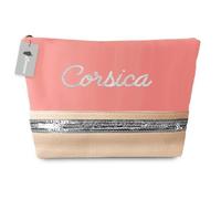 Trousse à maquillage toile sequins 'Corsica' rose beige - 24x17 cm [A2134]