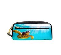 Trousse À Maquillage Tortue Verte en Voie De Disparition sous l'eau Trousse Scolaire Pratique Trousse Grande Capacité Trousse À Crayons pour Collège Scolaires Étudiants
