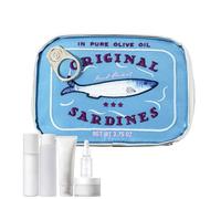 Trousse à maquillage - trousse à maquillage avec des sardines en conserve | Trousse de toilette de voyage, sac de rangement avec motif amusant en conserve de sardine pour produits de soins de la peau,