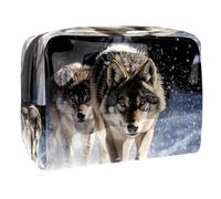Trousse à maquillage Wolves pour femme, trousse de toilette de voyage, grande trousse de maquillage en PVC pratique avec fermeture éclair, multicolore, 18.5x7.5x13cm/7.3x3x5.1in, Trousse de toilette