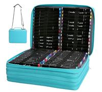 Trousse à marqueurs 168 emplacements, 3 couches, avec fermeture éclair, fourre-tout et bandoulière, organiseur portable en tissu Oxford pour stylos aquarelle, pour artistes et étudiants en art.