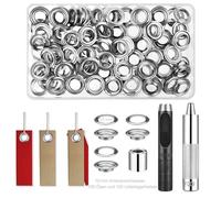 Trousse à Oeillets, 100 set Kit de Grommets Eyelets Outils, Boîte à Outils pour Oeillets, Intérieur 10mm, avec Outils D'installation et Boîte de Rangement, t pour les Chaussures, les Sacs, le Cuir
