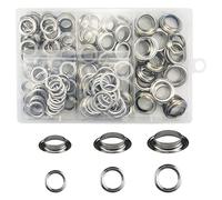 Trousse à Oeillets pour Bâche,Oeillet de Rondelle Kit,140 Pièces Oeillet et 140 Pièces de Rondelle, 12 mm/14 mm/17 mm,pour Chaussures Vêtements Toile Bâche Sacs à Main, Argent