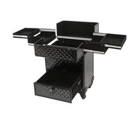 Trousse à ongles à roulettes pour manucure - Organisateur de maquillage professionnel pour studio ou voyage - Technicien des ongles artiste cosmétologue styliste - Noir - 34 x 25 x 47 cm