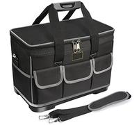 Trousse a Outils 16 Pouces, Caisse a Outils Vide Multi-Poches Avec Base Moulée Étanche, Bandoulière Réglable, sac de Rangement pour Outils Robustes Avec Bouche Large Ouverte