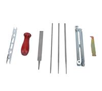 Trousse à outils de fichier pour affûteuse de tronçonneuse 8 pièces / ensemble limes jauge de profondeur scie à chaîne lime plate jauge de support de guide de classement pour affûter le classement