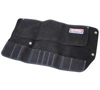 Trousse à outils Faithfull en cuir suédé - 10 poches, résistante à l'eau, avec fermeture à bouton-pression pour menuisiers, ébénistes, mécaniciens et bricoleurs - 48 x 27 cm - Noir