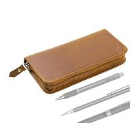 Trousse À Plumes En Cuir,Pochette Vintage De Rangement Pour Papeterie Avec 3 Compartiments - Étui Stylos - pour l'École, l'Étude, l'Artiste, le Dessin, le Journal, l'Esquisse, le Voyage, la Maison et
