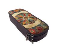 Trousse à rabat en cuir avec motif papillon arc-en-ciel - Organiseur multifonction pour l'école, le bureau et les voyages, Motif médaillon ancien, Taille unique, Cartable