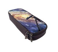 Trousse à rabat en cuir imprimé champ de tournesol - Organiseur multifonction pour l'école, le bureau et les voyages, Galaxy espace avec télescope, Taille unique, Cartable