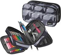 Trousse À Stylos À Triple Fermeture Éclair, 20,9 X 8,9 X 11,9 Cm, Camouflage Gris Glacé (A7556\U2013135)[Z833]