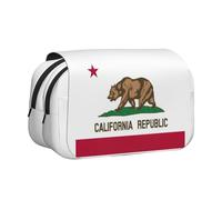 Trousse à stylos double clapet avec fermeture éclair, grande capacité pour fournitures artistiques et voyages Motif drapeau de l'État de Californie