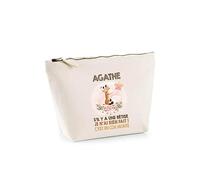Trousse Agathe Cou Monté Girafe | Pochette Enfant Mignonne Toilette Maquillage Idée Cadeau pour Jeune