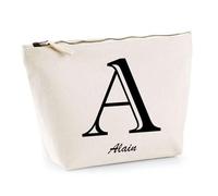 Trousse Alain Lettre Chic | Pochette Toilette Maquillage | Idée Cadeau Prénom pour Cuisinier Barbecue Jardinage Oncle Parrain Beau Papa Collègue Départ Retraite Noël
