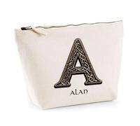 Trousse Alan Lettre Viking | Pochette Toilette Maquillage | Idée Cadeau Prénom Motard Jeux de Rôle Vidéo Anniversaire Oncle Parrain Beau Papa Collègue Départ Retraite Noël