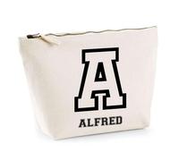 Trousse Alfred Lettre Sport | Pochette Toilette Maquillage | Idée Cadeau Prénom Style Basket Université Anniversaire Oncle Parrain Beau Papa Collègue Départ Retraite Noël