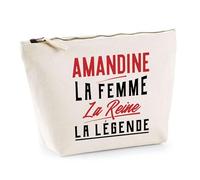 Trousse Amandine la Femme la Reine la Légende | Pochette Toilette Maquillage | Idée Cadeau Petite Amie Copine Maman Amour Humour Noël Anniversaire Fête des Mères