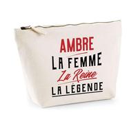 Trousse Ambre la Femme la Reine la Légende | Pochette Toilette Maquillage | Idée Cadeau Petite Amie Copine Maman Amour Humour Noël Anniversaire Fête des Mères