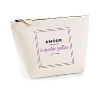 Trousse Amour A Quatre Pattes - Pouch Case - Idée Trousse Rangement Cadeau Anniversaire Fête Original Famille Travail Départ Collègue Retraite Noël. - Noir&Violet - 3