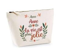 Trousse Anne la Vie est Plus Jolie | Pochette Maquillage Make-up Toilette Cadeau Fête des Mères Anniversaire Soeur Noël Tata Marraine