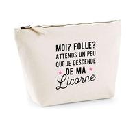 Trousse Attends Que Je descende de ma Licorne | Pochette Toilette Maquillage | Idée Cadeau Humour Drôle Marrant Original Anniversaire Fête