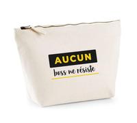 Trousse Aucun Boss Ne Resiste - Pouch Case - Idée Trousse Rangement Cadeau Anniversaire Fête Original Famille Travail Départ Collègue Retraite Noël. - Noir&Jaune - 4