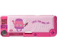 Trousse Avec Compartiment À Pression Pour L'école Et La Maison, Comprenant Une Règle De 15 Cm, Un Taille-Crayon Intégré Et Un Crayon Avec Gomme, Différentes Couleurs Et Personnages