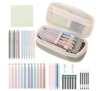 Trousse avec Fournitures Stylos Gel Noirs Gommes Bloc-Notes Écriture Fluide | 44 Pièces Fournitures Scolaires Mignonnes Avec Trousse Étudiantes Femmes Collège Lycée Fac Bureau Classe Étude Travail