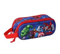 Safta Trousse double Avengers 3D - 2 compartiments - 21 x 6 x 8 cm - Bleu foncé/Rouge