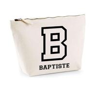 Trousse Baptiste Lettre Sport | Pochette Toilette Maquillage | Idée Cadeau Prénom Style Basket Université Anniversaire Oncle Parrain Beau Papa Collègue Départ Retraite Noël